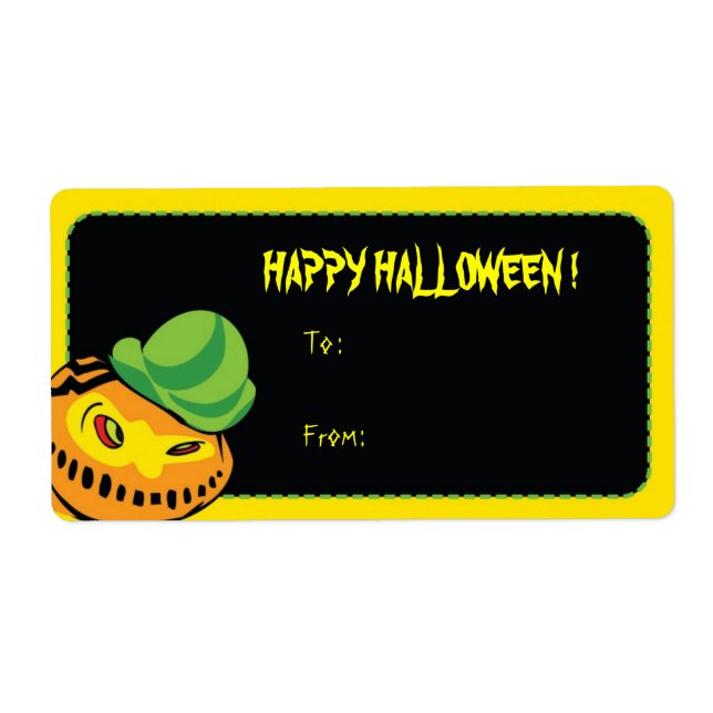 Citrouille effrayant - Étiquettes d'Halloween (Devant)