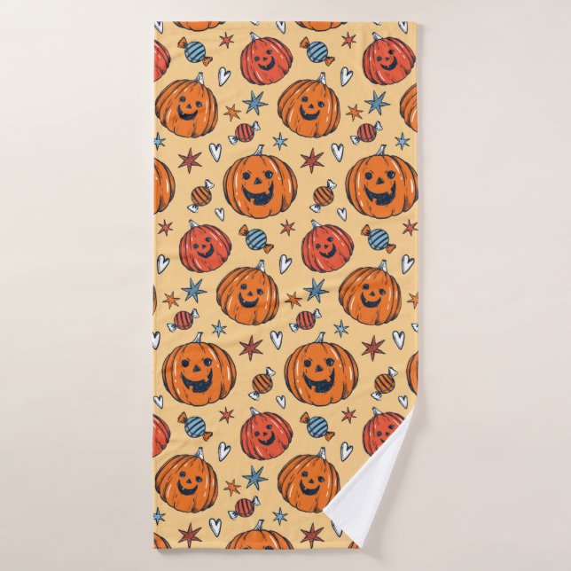 Citrouille éffrayant Motif Halloween (Serviette de bain)