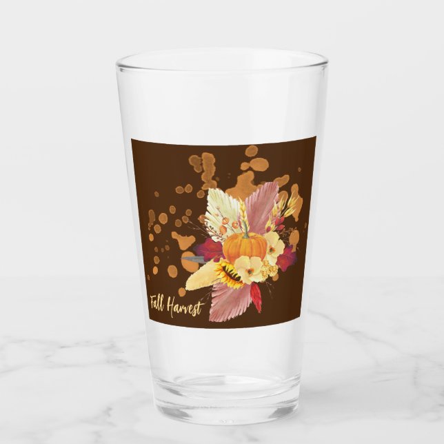 Citrouille Et Fleurs D'Automne Verre Tumbler (Devant)