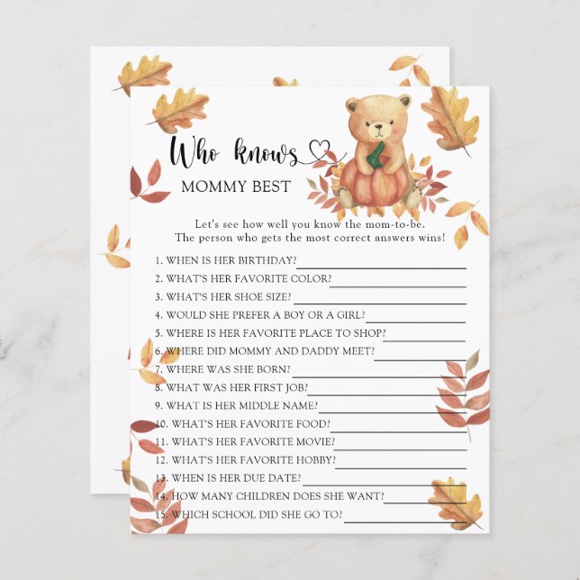 Citrouille et ours - Qui connaît maman meilleur je (Devant / Derrière)