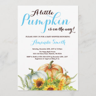 Citrouille Fall Boy Baby shower Invitation