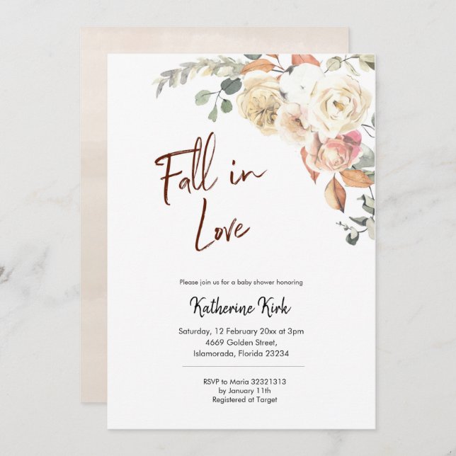 Citrouille Fall in Love Baby shower Invitation (Devant / Derrière)