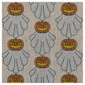 Citrouille Fantôme (blanc) - Tissu de lin naturel