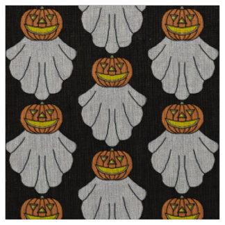 Citrouille Fantôme (noir) - Tissu de lin naturel