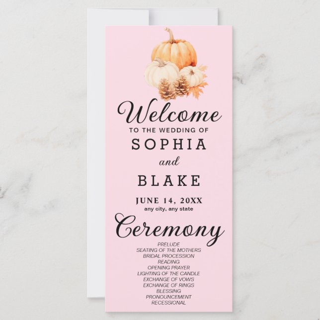 Citrouille & Feuille Automne Soft Rose Wedding Pro (Devant)