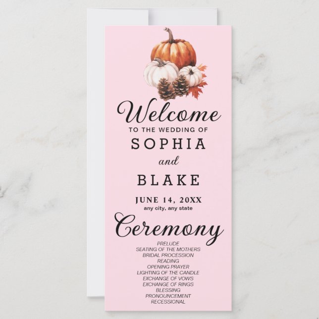 Citrouille & Feuille Automne Soft Rose Wedding Pro (Devant)