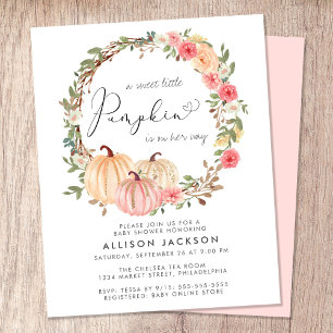 Citrouille Floral Aquarelle fille Baby shower Invi
