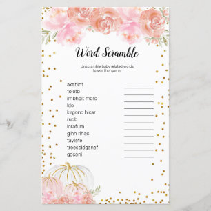 Citrouille Floral Aquarelle Mot Scramble Jeu