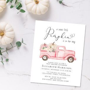 Citrouille Floral Camion bébé fille douche Invitat