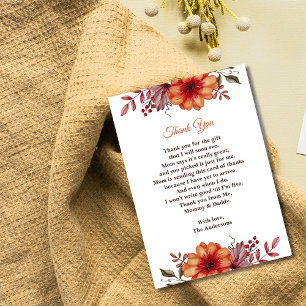Citrouille floral Carte de remerciements Baby show