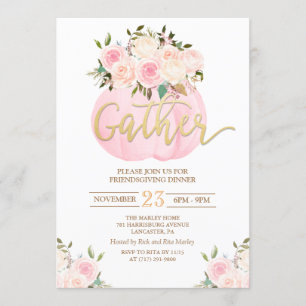 Citrouille Floral Friendsgiving Diner Invitation