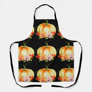 Citrouille floral noir tablier