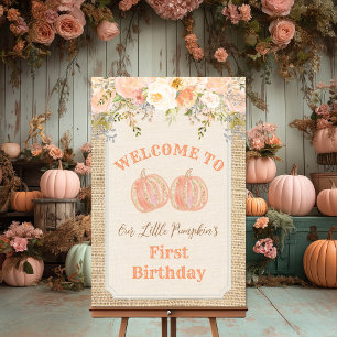 Citrouille Floral Rustic Affiche de bienvenue