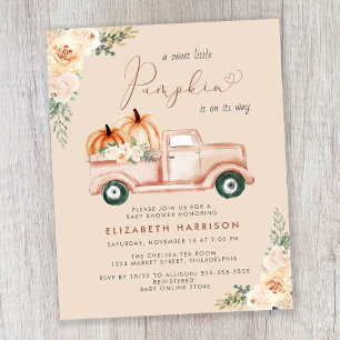 Citrouille Floral Truck Baby shower d'aquarelle In