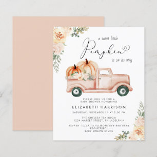 Citrouille Floral Truck Baby shower d'aquarelle In