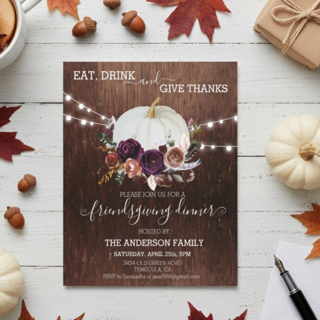 Citrouille Florale d'Automne Remerciement Rustique (Créateur téléchargé)