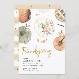 Citrouille Gold Friendsgiving Diner Invitation