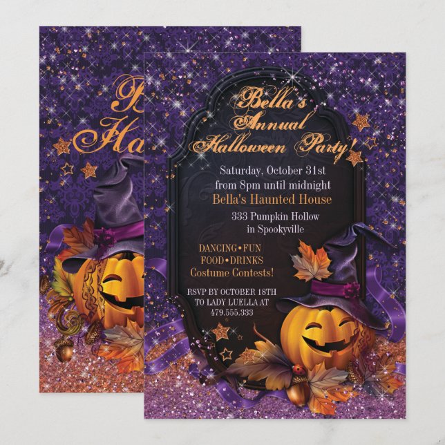 CITROUILLE HALLOWEEN INVITATION PARTI (Devant / Derrière)