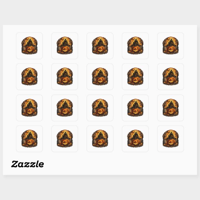 🎃 Citrouille Hantée Halloween Autocollant Vinyle  (Feuille)