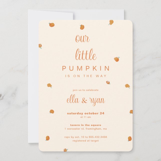 Citrouille : Invitation à une Baby Shower (Devant)