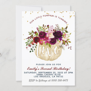 Citrouille Invitation pour le deuxième anniversair