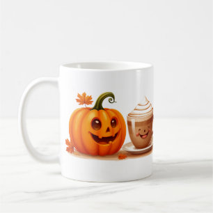 Citrouille Joyeuse Avec Tasse à Café Confort d'Aut