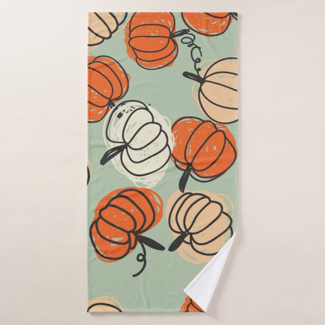 Citrouille : Merci motif sans soucis. (Serviette de bain)