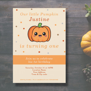 Citrouille mignon 1er anniversaire Invitation
