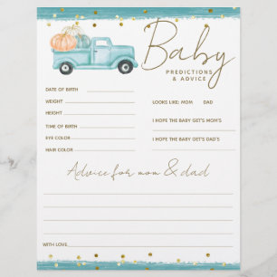 Citrouille minimaliste Automne bébé garçon douche