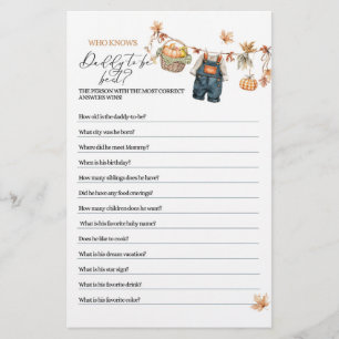 Citrouille moderne Baby shower d'automne papa jeu