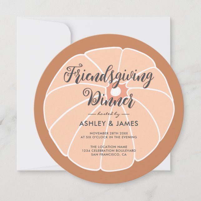Citrouille moderne Thanksgiving Diner Invitation (Devant)