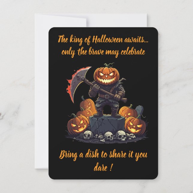 🖤 Citrouille noir roi Halloween Invitation 🎃 (Dos)