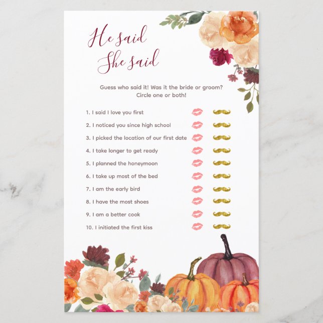 Citrouille orange brûlé Il a dit Elle a dit Game C (Devant)