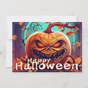 Citrouille orange effrayant avec visage, Halloween