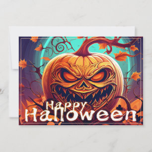 Citrouille orange effrayant avec visage, Halloween