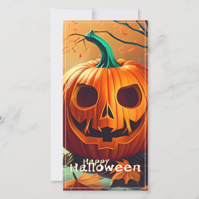 Citrouille orange effrayant avec visage, Halloween (Devant)