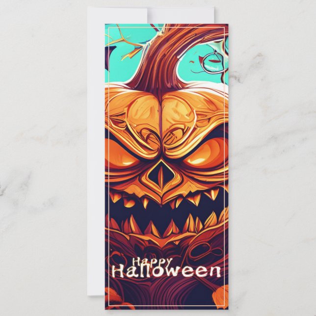 Citrouille orange effrayant avec visage, Halloween (Devant)