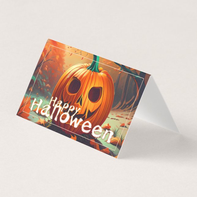 Citrouille orange effrayant avec visage, Halloween (Front)