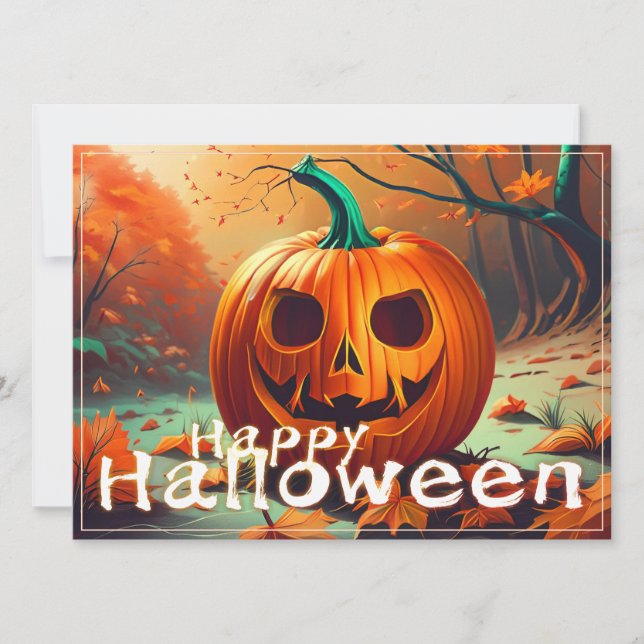 Citrouille orange effrayant avec visage, Halloween (Devant)