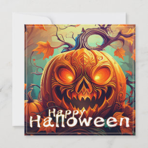 Citrouille orange effrayant avec visage, Halloween