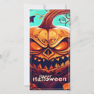 Citrouille orange effrayant avec visage, Halloween