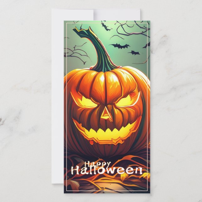 Citrouille orange effrayant avec visage, Halloween (Devant)