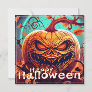 Citrouille orange effrayant avec visage, Halloween