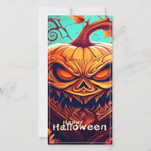 Citrouille orange effrayante avec visage, Hallowee