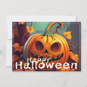 Citrouille orange effrayante avec visage, Hallowee