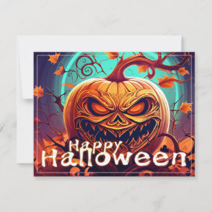 Citrouille orange effrayante avec visage, Hallowee