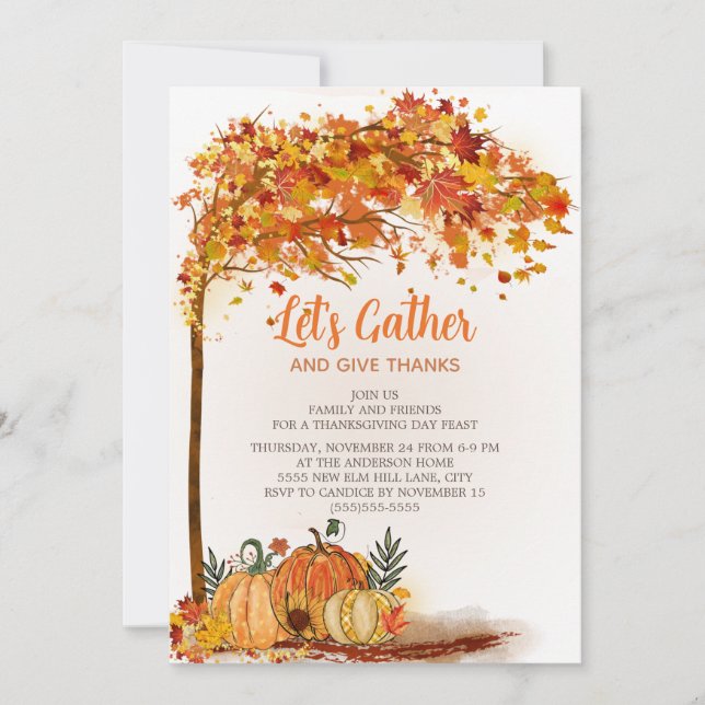 Citrouille Orange Fall quitte Thanksgiving Dîner (Devant)