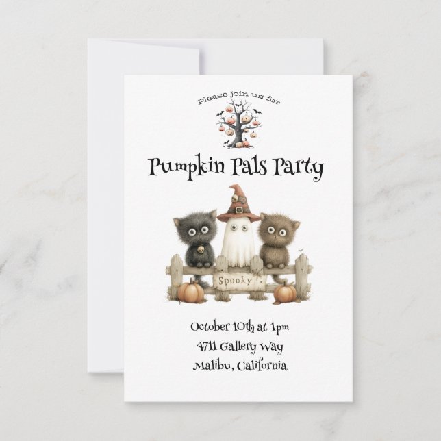 Citrouille Pals Party Cute Halloween Invitation (Devant)