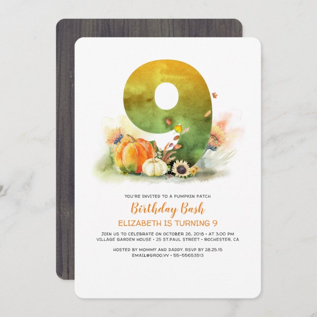 Citrouille Patch Anniversaire Bash Fall Invitation (Devant / Derrière)