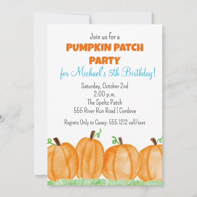 Citrouille Patch Invitation Anniversaire (Devant)